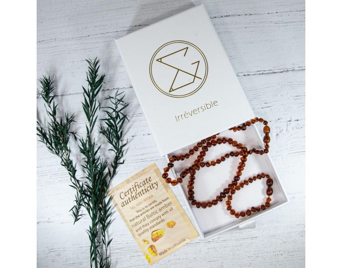 IRR�VERSIBLE Box Bracelet et Collier B�b� / Bracelet Adulte - Ambre - Cognac (2)