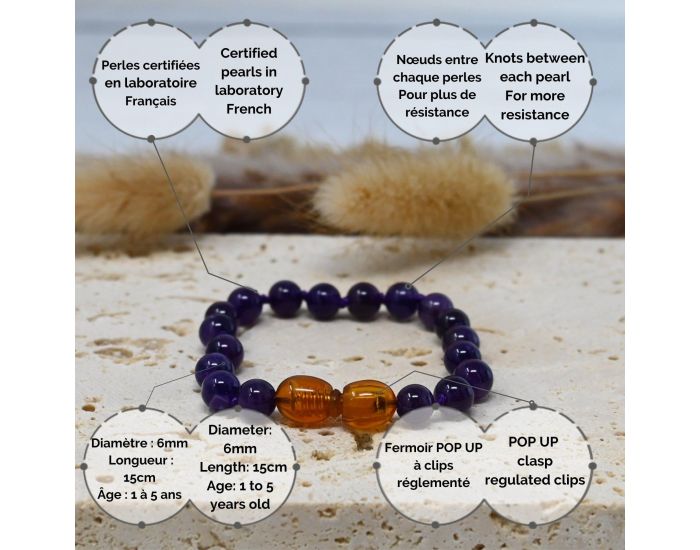 IRR�VERSIBLE Bracelet B�b� - Pierres Naturelles - Am�thyste Violet (4)