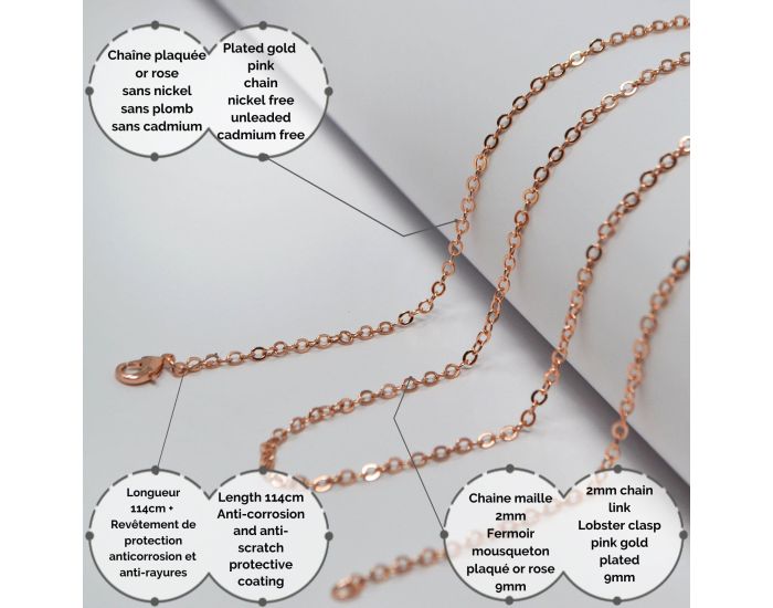 IRR�VERSIBLE Cha�ne - Maille 2 mm - Plaqu�e Or Rose (7)