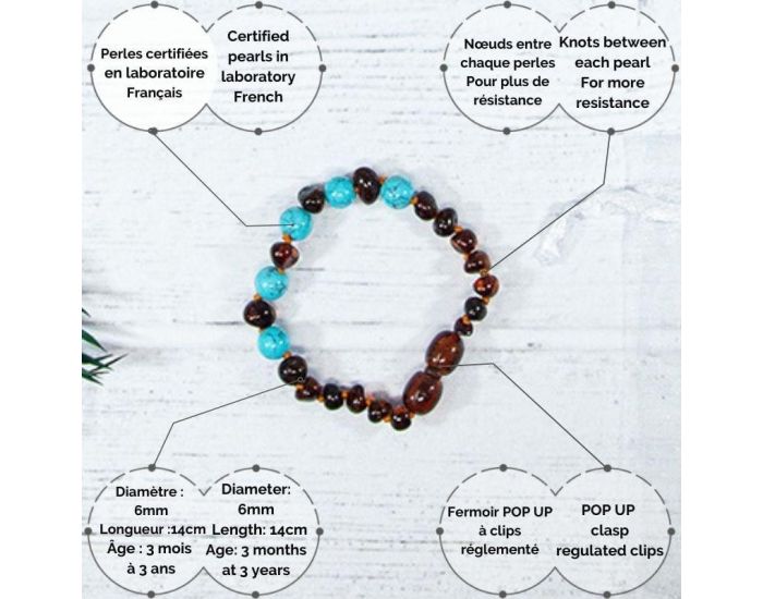 IRR�VERSIBLE Bracelet B�b� - Ambre / Turquoise Bleue (2)