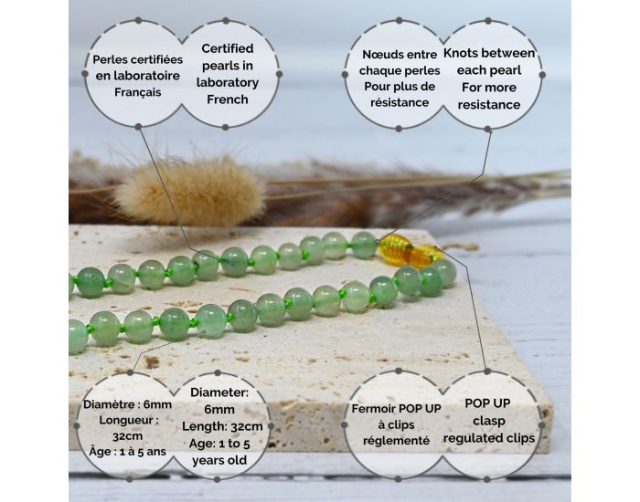 IRR�VERSIBLE Collier B�b� - Pierres Naturelles - Aventurine (6)