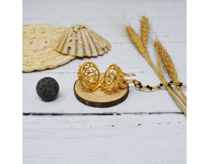 IRR�VERSIBLE Bille de Lave Noire pour Collier Cage Aromath�rapie (5)