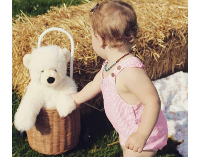 IRR�VERSIBLE Collier B�b� - Pierres Naturelles - Oeil De Tigre Rose (8)