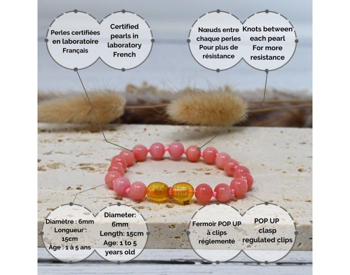 IRR�VERSIBLE Bracelet B�b� - Pierres Naturelles - Quartz Rose (4)