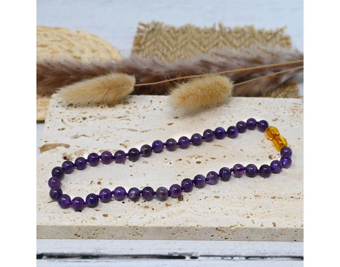 IRR�VERSIBLE Collier B�b� - Pierres Naturelles - Am�thyste (1)