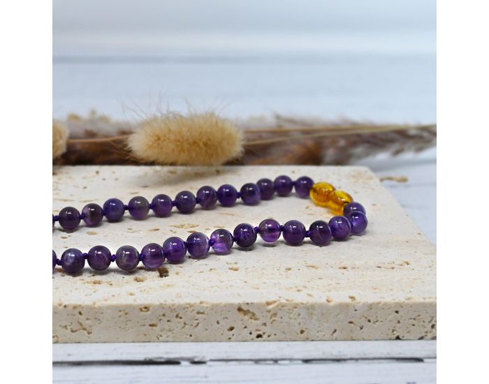 IRR�VERSIBLE Collier B�b� - Pierres Naturelles - Am�thyste (2)