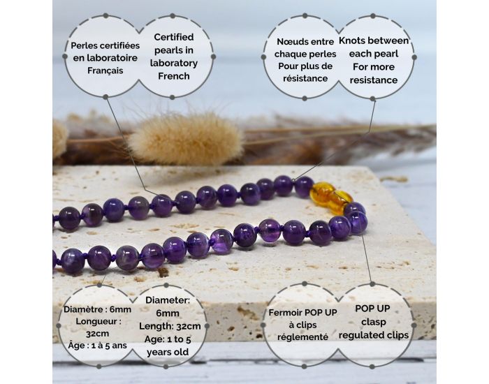 IRR�VERSIBLE Collier B�b� - Pierres Naturelles - Am�thyste (4)