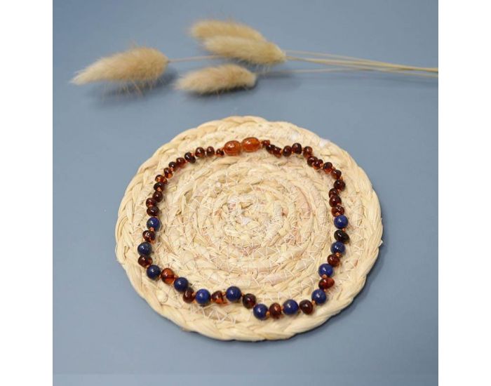 IRR�VERSIBLE Collier B�b� - Ambre Cognac / Lapis Lazuli (1)