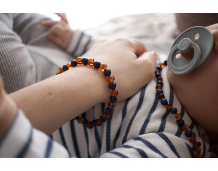 IRR�VERSIBLE Collier B�b� - Ambre Cognac / Lapis Lazuli (9)