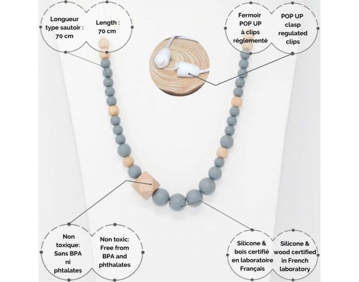 IRR�VERSIBLE Collier d'Allaitement ou de Portage - Silicone et Bois  (4)