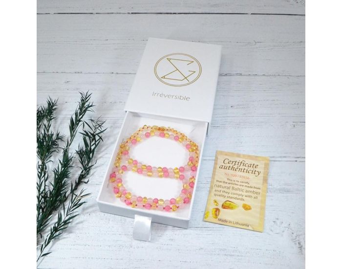 IRR�VERSIBLE Box Collier B�b� et 2 Bracelets Adulte - Ambre et Pierres Naturelles (2)