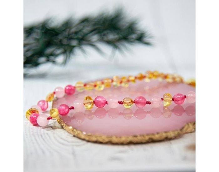 IRR�VERSIBLE Box Collier B�b� et 2 Bracelets Adulte - Ambre et Pierres Naturelles (3)