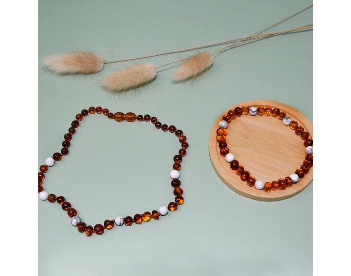 IRR�VERSIBLE Box Bracelet Adulte et Collier B�b� - Ambre et Pierres Naturelles (1)