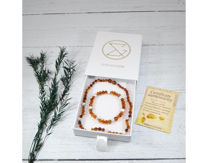 IRR�VERSIBLE Box Bracelet Adulte et Collier B�b� - Ambre et Pierres Naturelles (2)