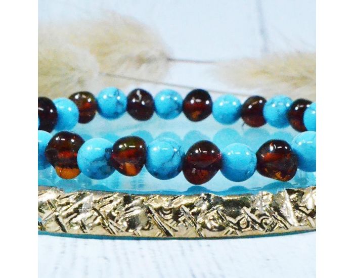IRR�VERSIBLE Box Bracelet Adulte et Collier B�b� - Ambre et Pierres Naturelles (8)