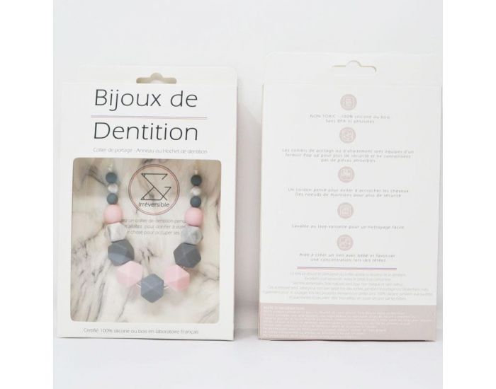 IRR�VERSIBLE Collier d'Allaitement ou de Portage - Silicone et Bois G�om�trique (5)