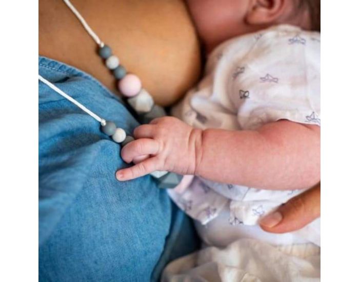 IRR�VERSIBLE Collier d'Allaitement ou de Portage - Silicone et Bois G�om�trique (7)