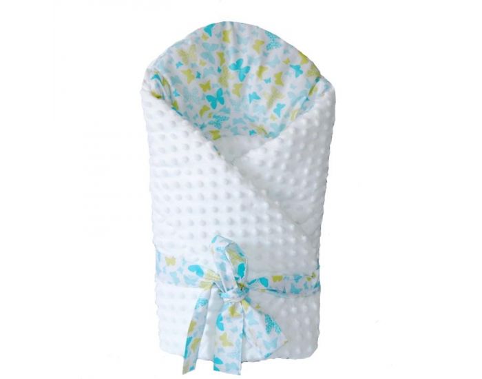 SEVIRA KIDS Gigoteuse d'emmaillotage multi usage - nid d'ange naissance - Minky Butterfly Turquoise Turquoise (2)