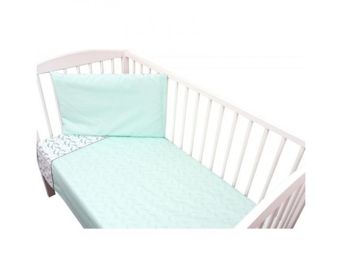 SEVIRA KIDS Parure de lit b�b� avec tour de lit design r�versible - Alouette Vert menthe Vert menthe (2)