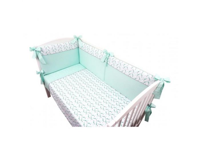 SEVIRA KIDS Parure de lit b�b� avec tour de lit design r�versible - Alouette Vert menthe Vert menthe (21)