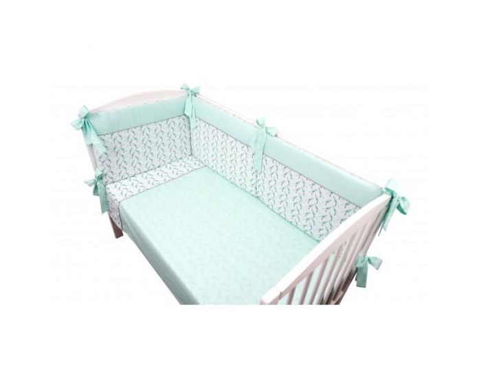 SEVIRA KIDS Parure de lit bb avec tour de lit design rversible - Alouette Vert menthe Vert menthe (22)