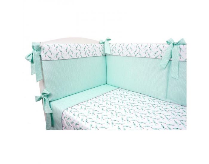 SEVIRA KIDS Parure de lit bb avec tour de lit design rversible - Alouette Vert menthe Vert menthe (7)