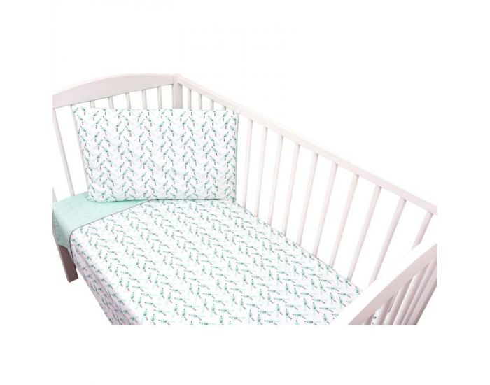 SEVIRA KIDS Parure de lit b�b� avec tour de lit design r�versible - Alouette Vert menthe Vert menthe (1)