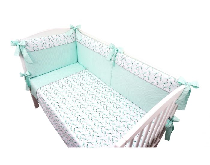 SEVIRA KIDS Parure de lit b�b� avec tour de lit design r�versible - Alouette Vert menthe Vert menthe (12)