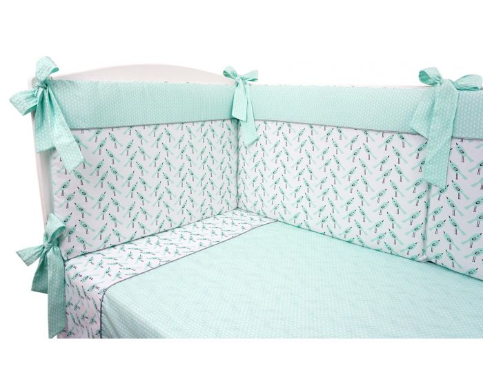 SEVIRA KIDS Parure de lit b�b� avec tour de lit design r�versible - Alouette Vert menthe Vert menthe (15)