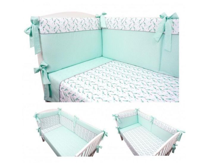 SEVIRA KIDS Parure de lit b�b� avec tour de lit design r�versible - Alouette Vert menthe Vert menthe (18)