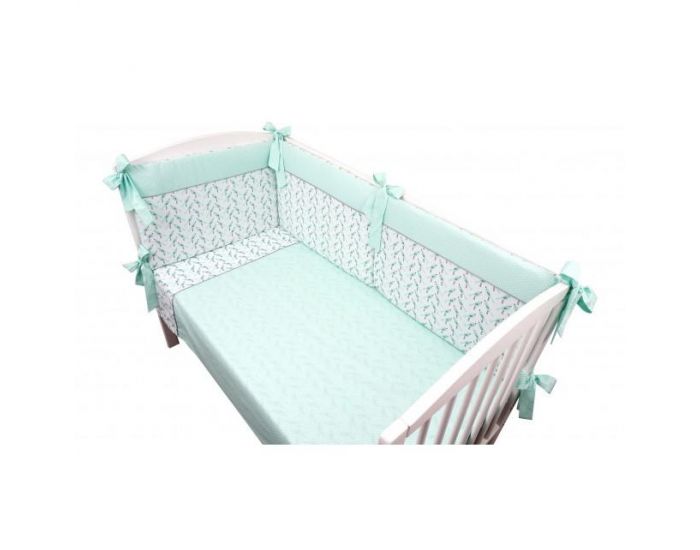 SEVIRA KIDS Parure de lit b�b� avec tour de lit design r�versible - Alouette Vert menthe Vert menthe (22)
