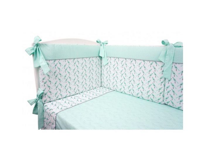 SEVIRA KIDS Parure de lit b�b� avec tour de lit design r�versible - Alouette Vert menthe Vert menthe (24)