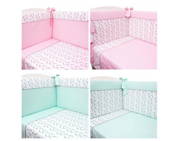 SEVIRA KIDS Parure de lit b�b� avec tour de lit design r�versible - Alouette Vert menthe Vert menthe (26)