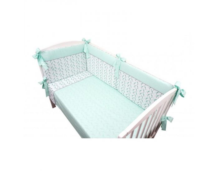 SEVIRA KIDS Parure de lit b�b� avec tour de lit design r�versible - Alouette Vert menthe Vert menthe (4)