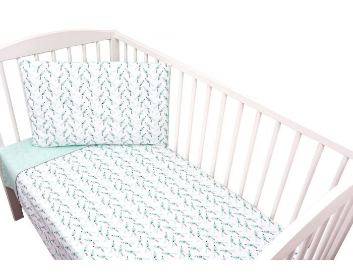 SEVIRA KIDS Parure de lit b�b� avec tour de lit design r�versible - Alouette Vert menthe Vert menthe (10)