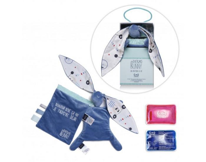 SEVIRA KIDS Doudou bouillotte compresse gel froid - sp�cial b�b� - 2 en 1 Hercule - Denim (18)