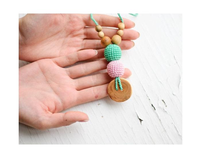 KANGAROO CARE Collier d'allaitement et de portage Mint & Baby pink Genvrier - BN031 (3)