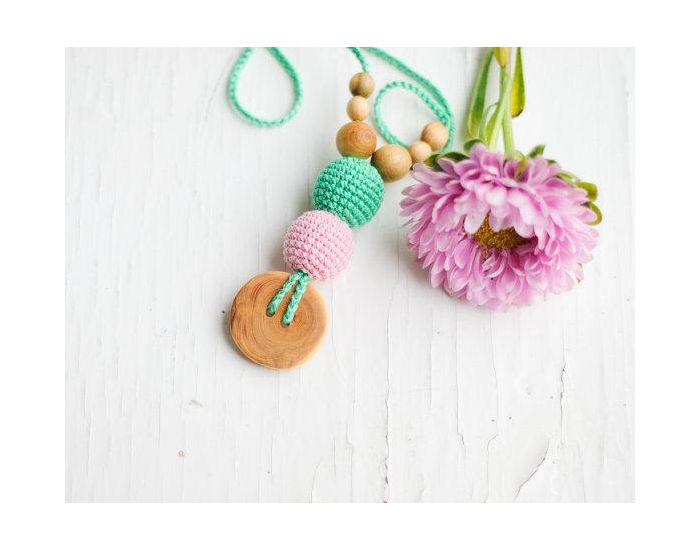 KANGAROO CARE Collier d'allaitement et de portage Mint & Baby pink Genvrier - BN031 (2)