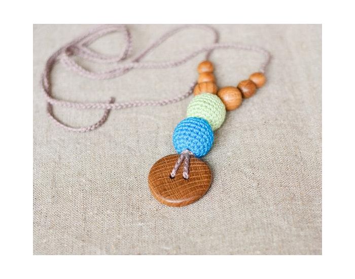 KANGAROO CARE Collier d'allaitement et de portage Mint & Turquoise blue Chne - BN012 (2)