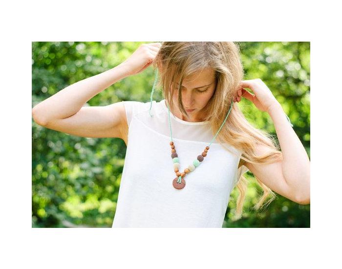 KANGAROO CARE Collier d'allaitement et de portage Mint green & Brown Pommier - BN023 (2)
