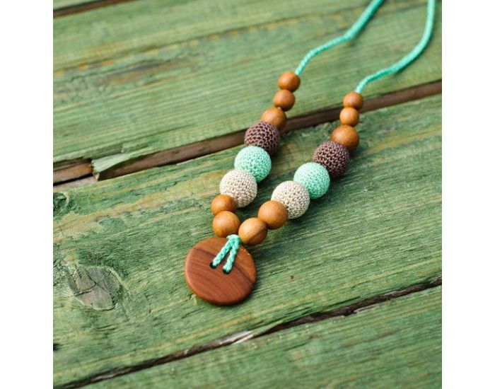 KANGAROO CARE Collier d'allaitement et de portage Mint green & Brown Pommier - BN023 (4)