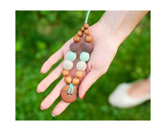 KANGAROO CARE Collier d'allaitement et de portage Mint green & Brown Pommier - BN023 (5)