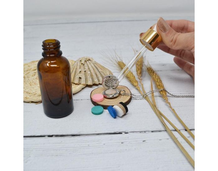 IRR�VERSIBLE Collier M�daillon Diffuseur d'Huiles Essentielles - Fleur de Vie avec 7 Feutrine (4)