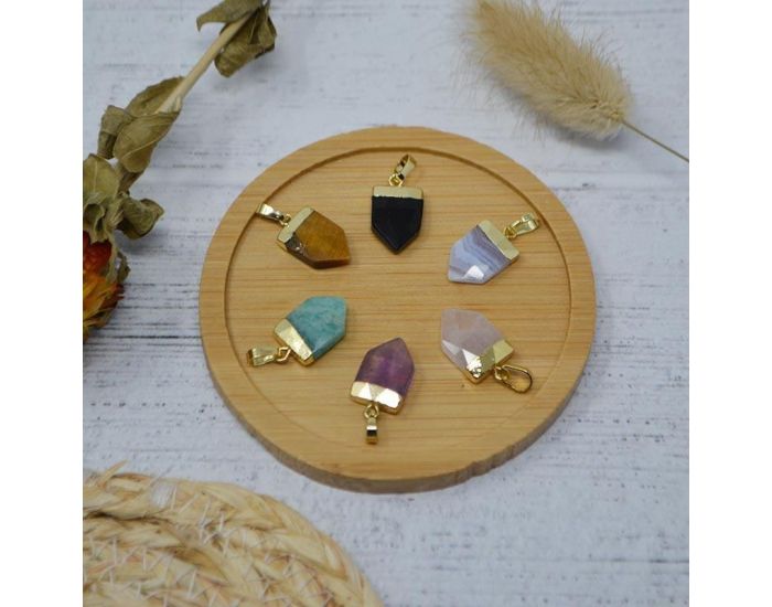 IRR�VERSIBLE Pendentif Pointe Large - Plaqu� Or - Pierres Naturelles (1)