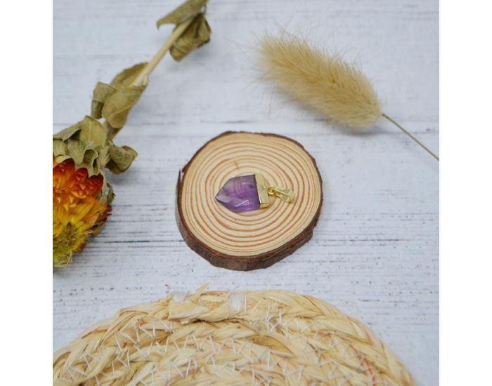 IRR�VERSIBLE Pendentif Pointe Large - Plaqu� Or - Pierres Naturelles (4)