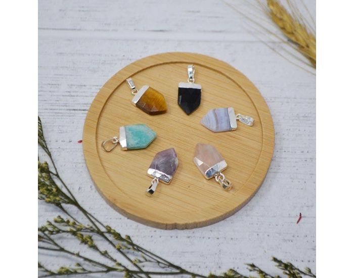 IRR�VERSIBLE Pendentif Pointe Large - Plaqu� Argent - Pierres Naturelles (1)