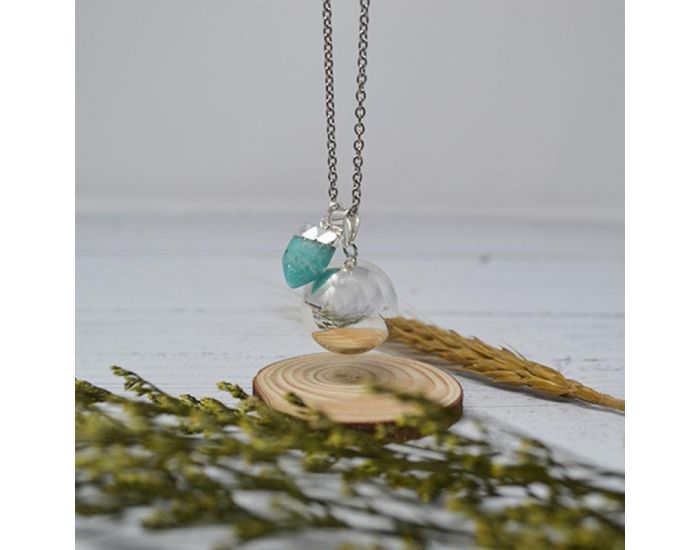 IRR�VERSIBLE Pendentif Pointe Large - Plaqu� Argent - Pierres Naturelles (2)