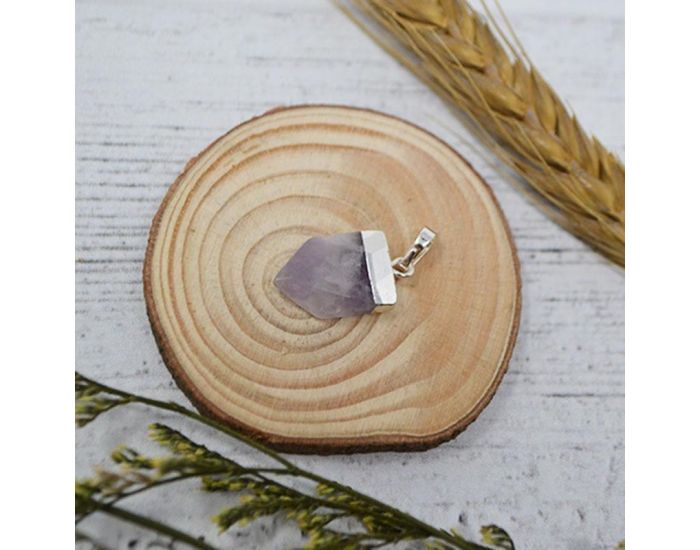 IRR�VERSIBLE Pendentif Pointe Large - Plaqu� Argent - Pierres Naturelles (4)