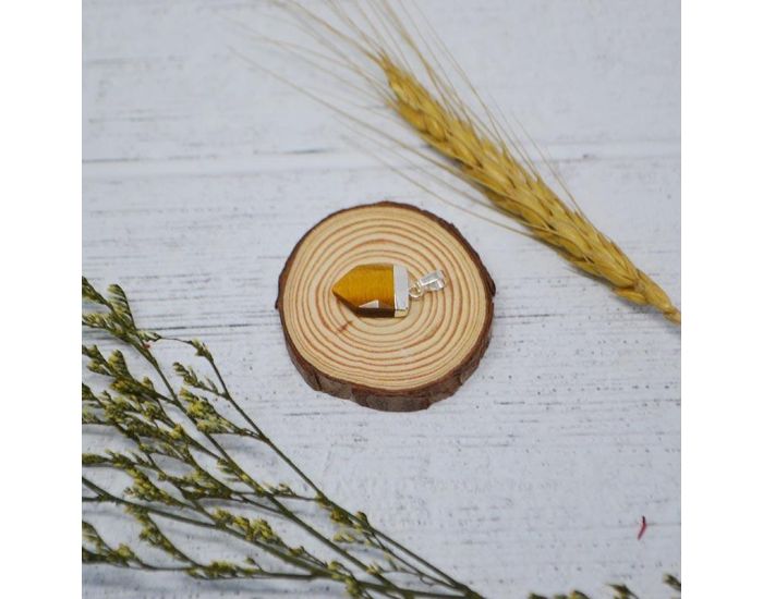 IRR�VERSIBLE Pendentif Pointe Large - Plaqu� Argent - Pierres Naturelles (7)