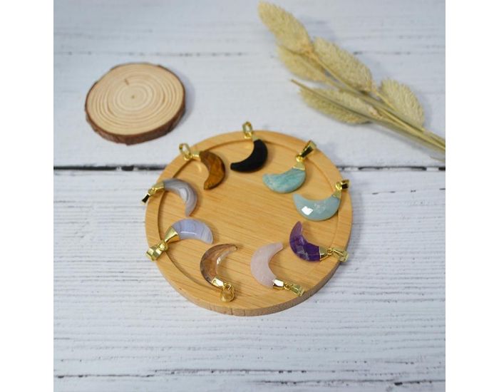 IRR�VERSIBLE Pendentif Lune - Plaqu� Or - Pierres Naturelles (1)